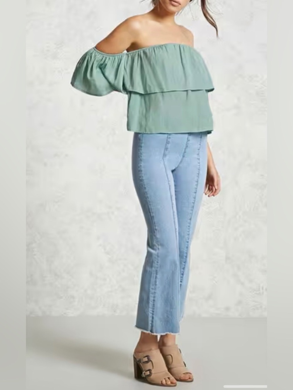 Teal Off-Shoulder Ruffle Top - Picture 7 of 7